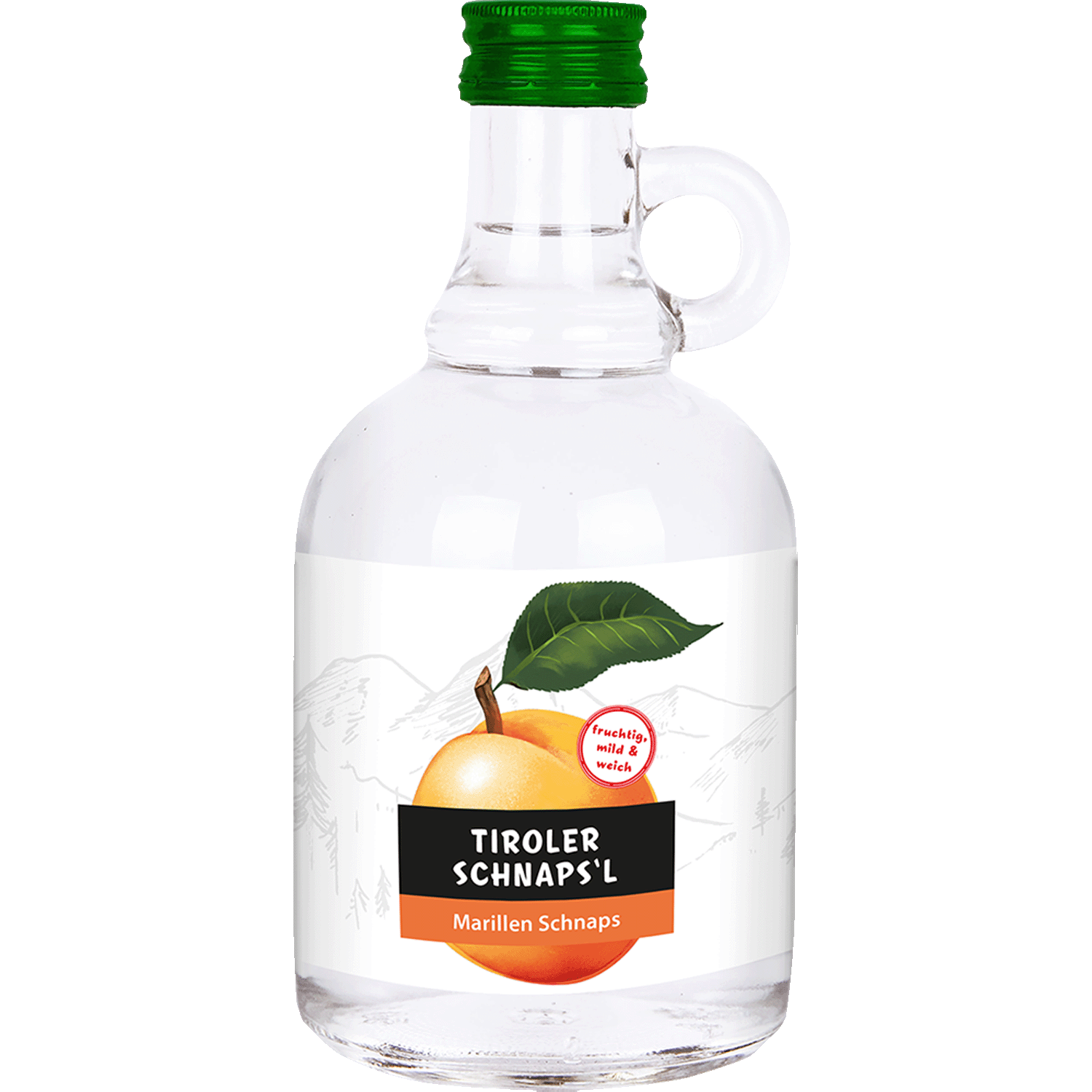 Apricot Schnapps Krügerl in 500ml bottle from Alpenländische Spezialitäten