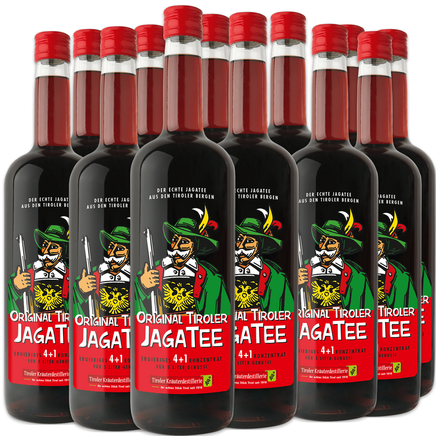 Vorteilspaket 12 mal 1 Liter Flasche Jagatee Mit Gold ausgezeichneter Jagatee Konzentrat 