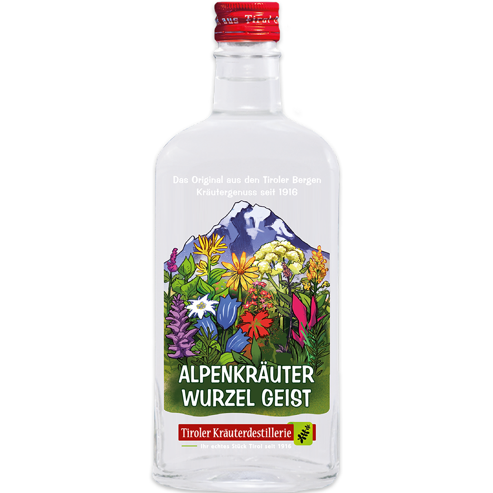 Alpenkräuter Wurzel Geist in 500ml Flasche der Tiroler Kräuterdestillerie