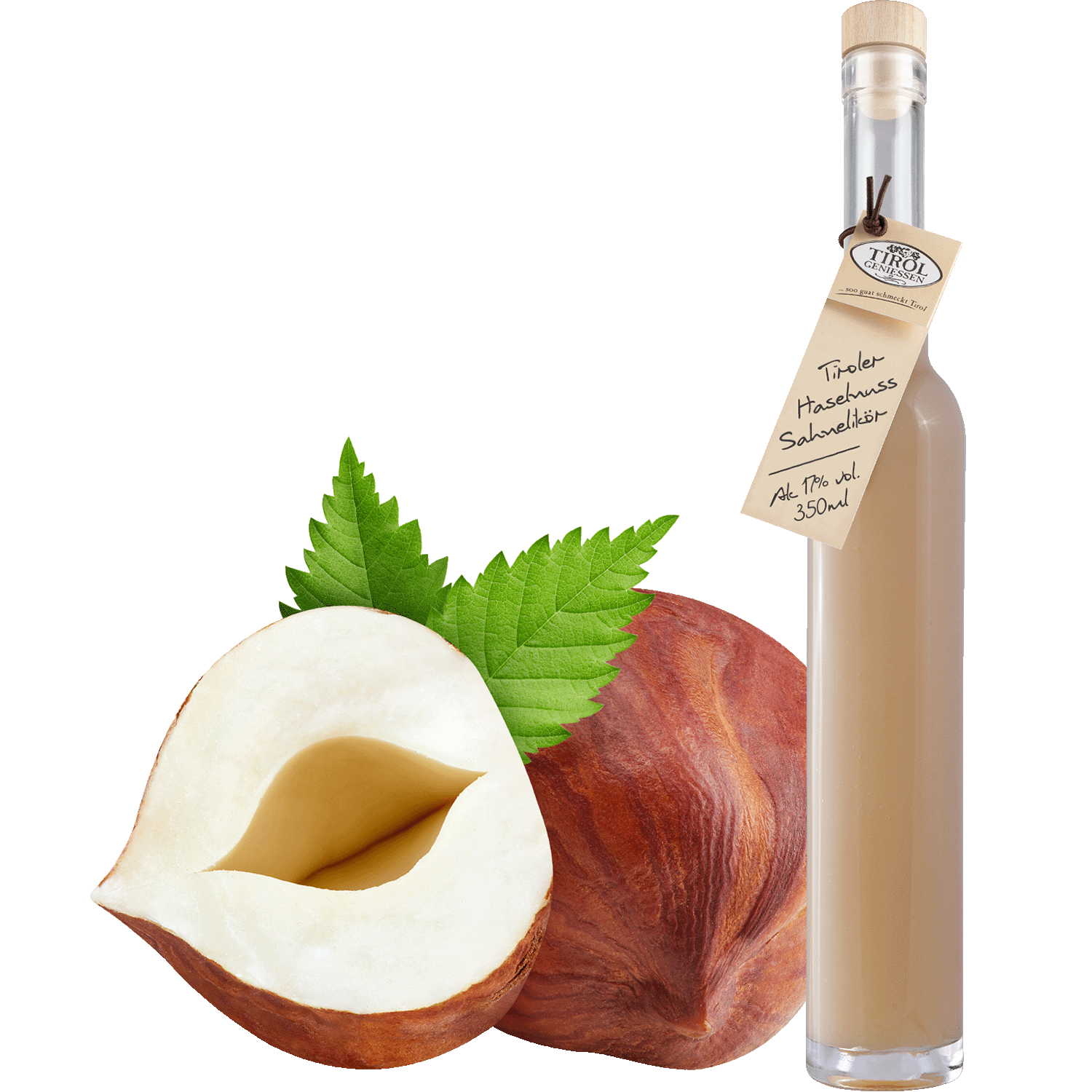 Haselnuss Sahne Likör in Geschenkflasche aus Österreich von Tirol Geniessen