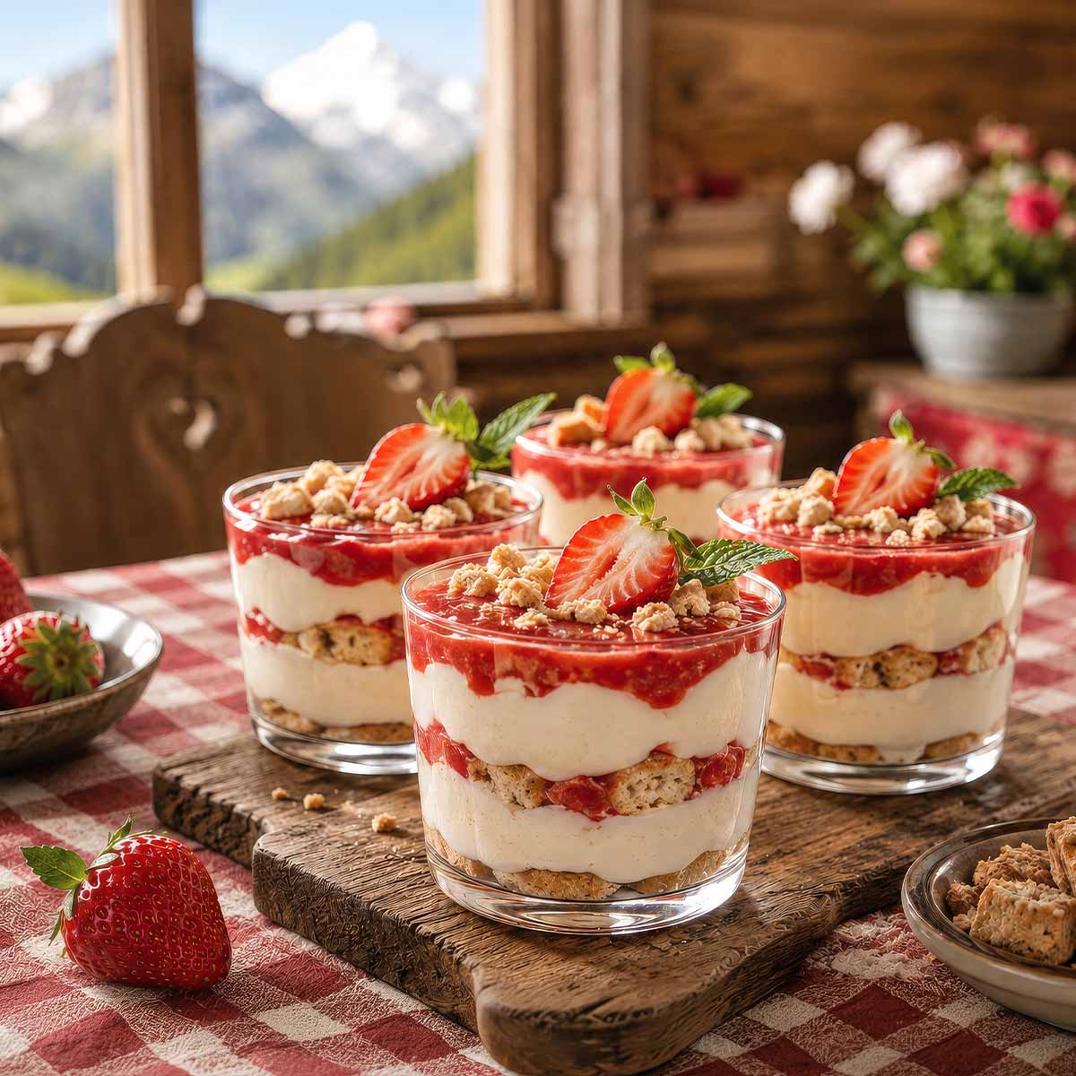 Fruchtiges Erdbeer Trifle – Dessert im Glas mit Kaffeelikör