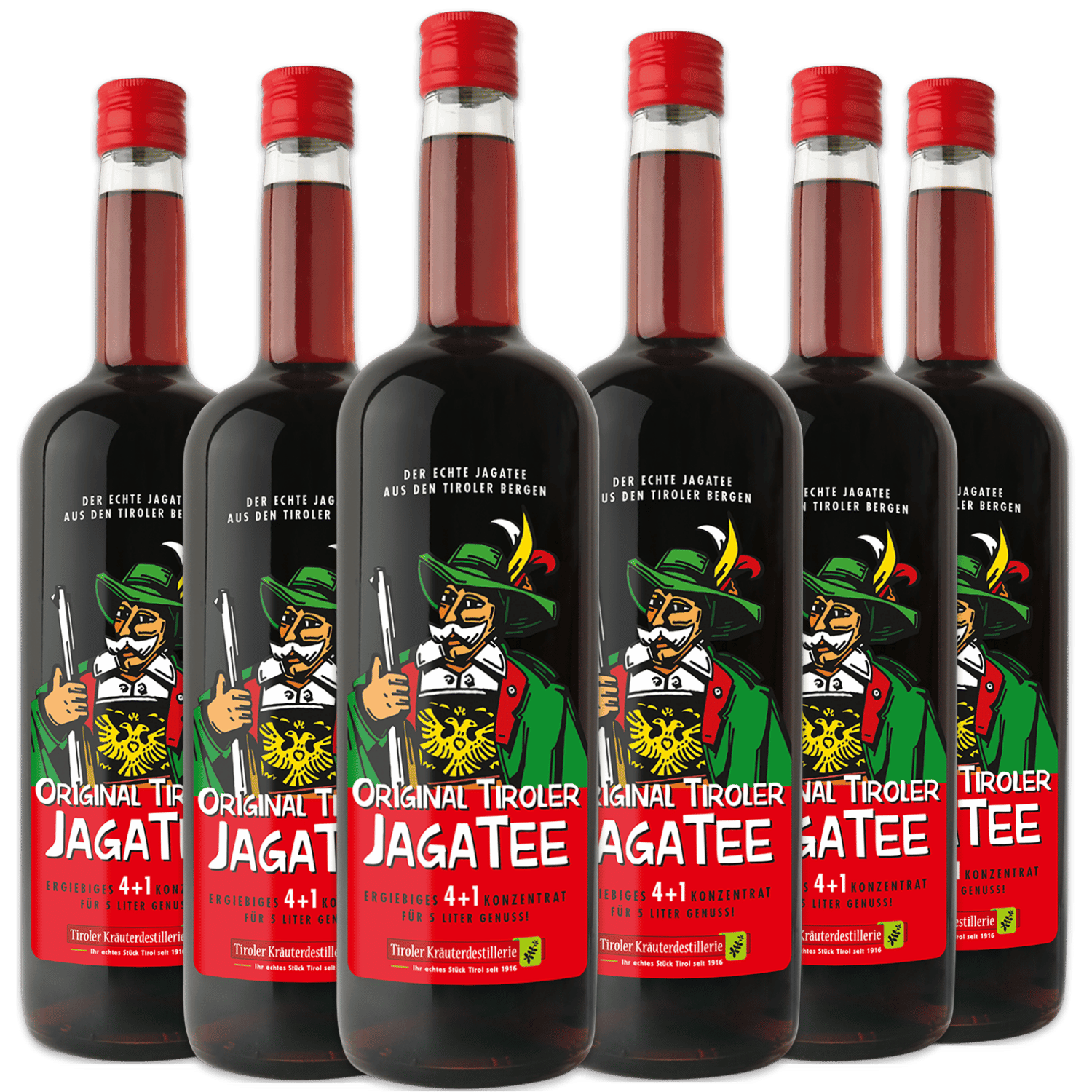 Vorteilspaket 6 mal 1 Liter Flasche Jagatee Mit Gold ausgezeichneter Jagatee Konzentrat 