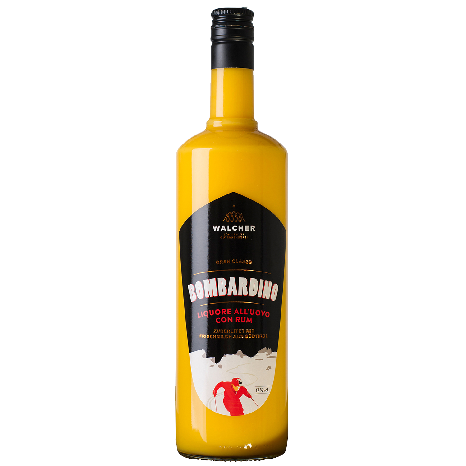 Bombardino mit Rum in 1l Flasche der Brennerei Walcher
