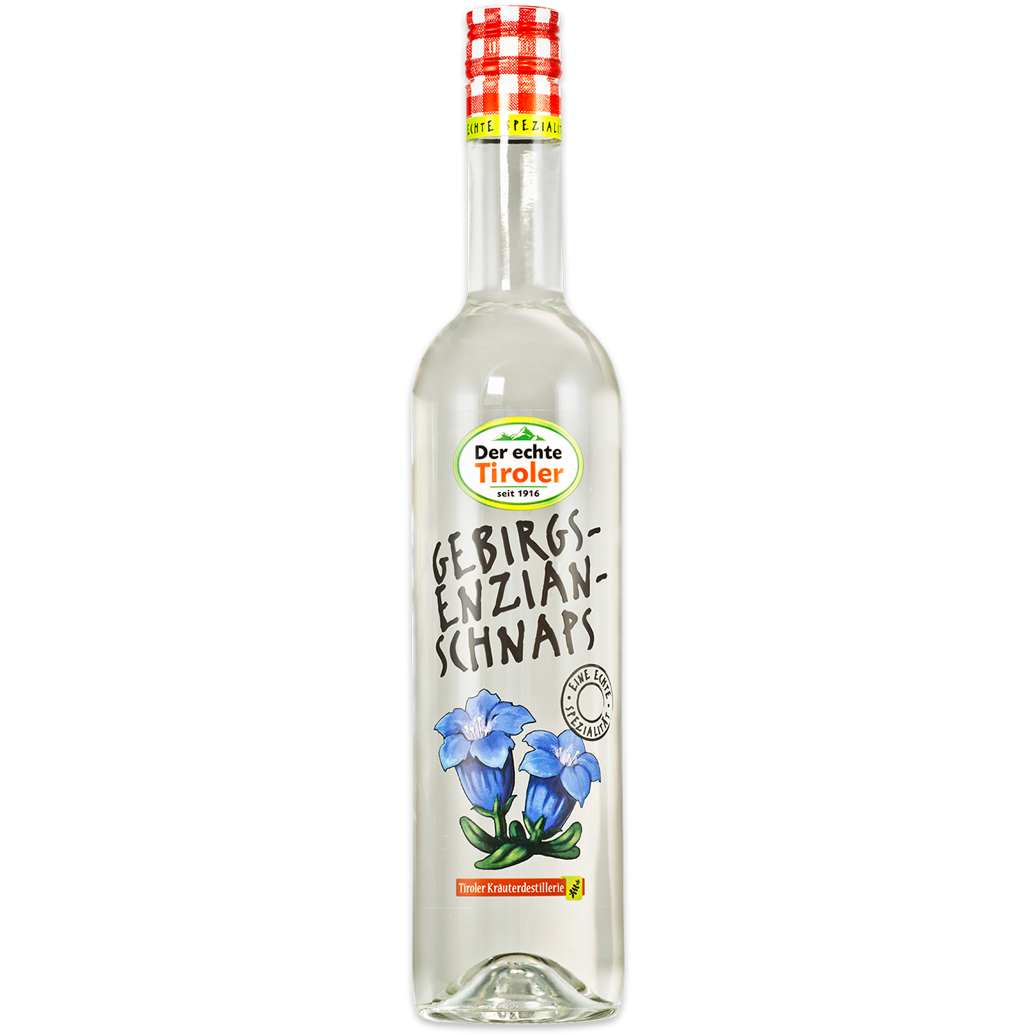 Gentian Schnapps from the Tiroler Kräuterdestillerie in a noble bottle