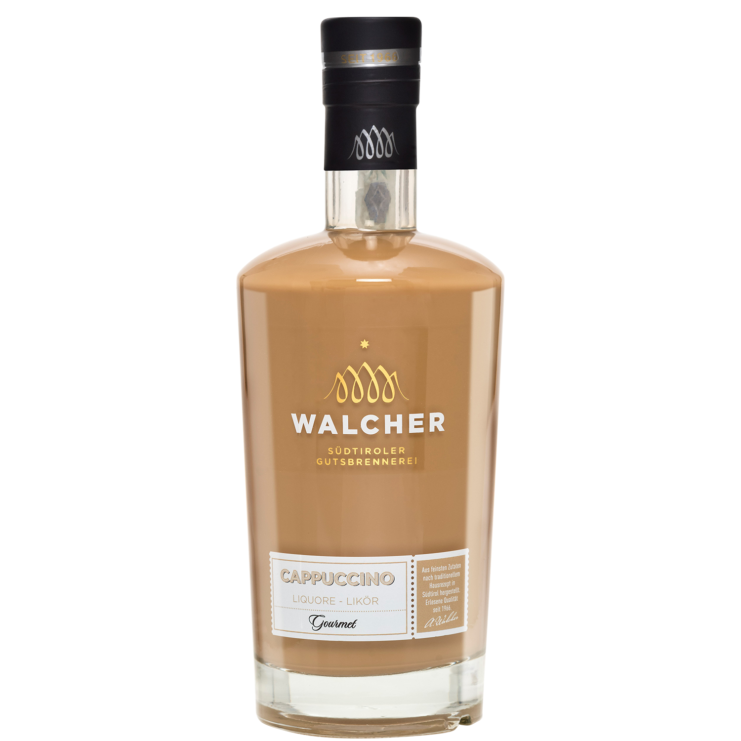 Cappuccino liqueur in 700ml bottle by Walcher 