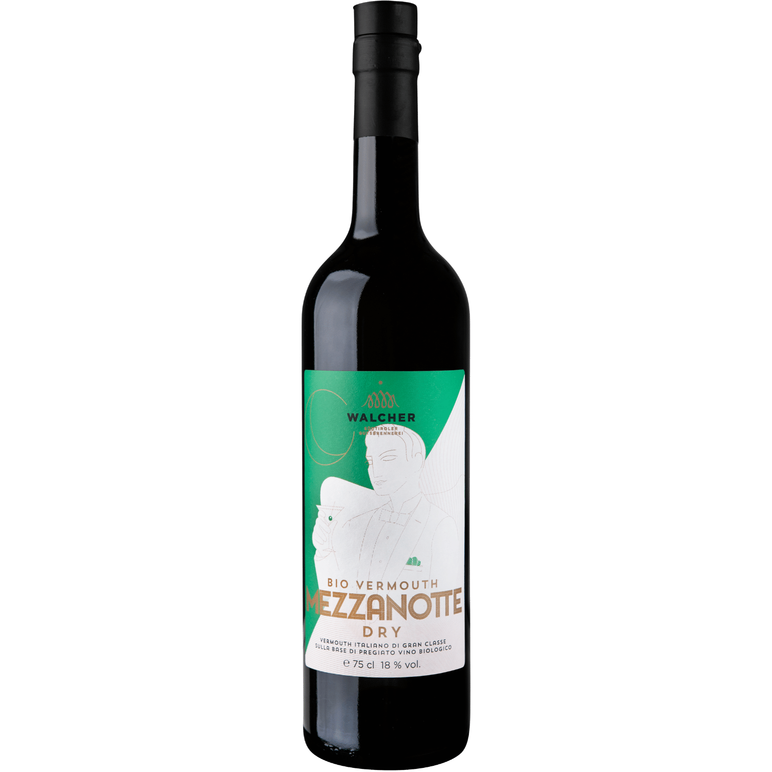 Flasche Vermouth Mezzanotte dry von Walcher 700 ml