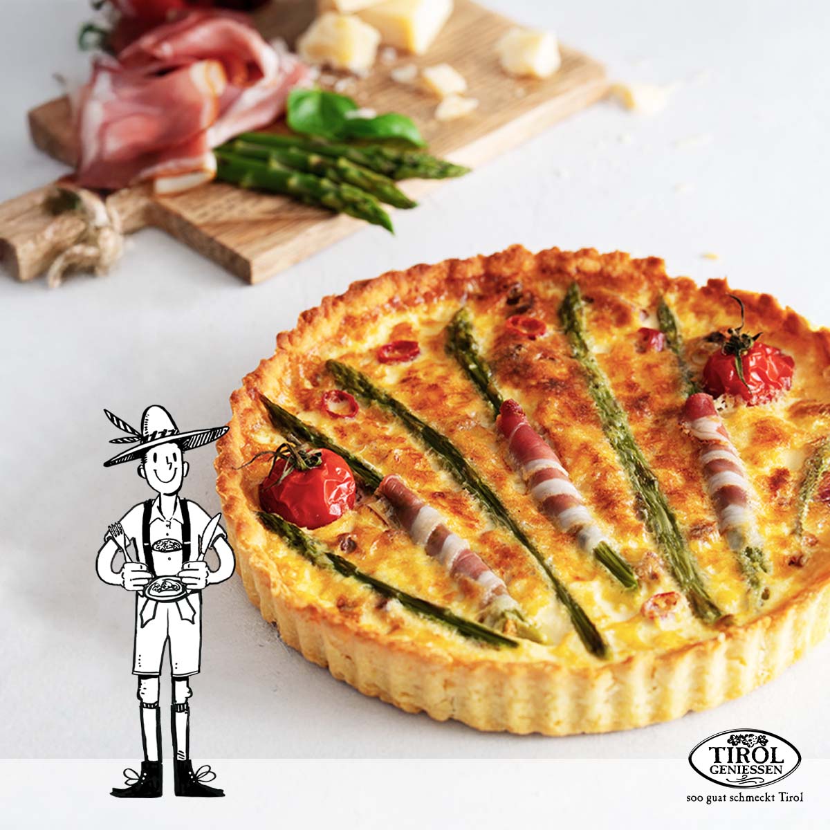 Spargelquiche mit Tiroler Speck