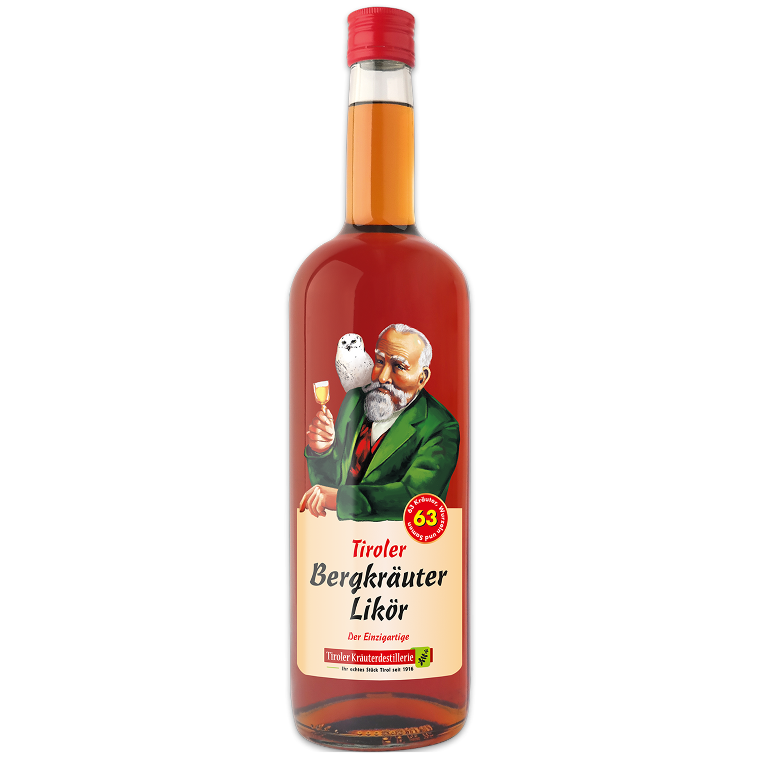 Kräuter Likör der Tiroler Kräuterdestillerie in der 1 Liter Flasche