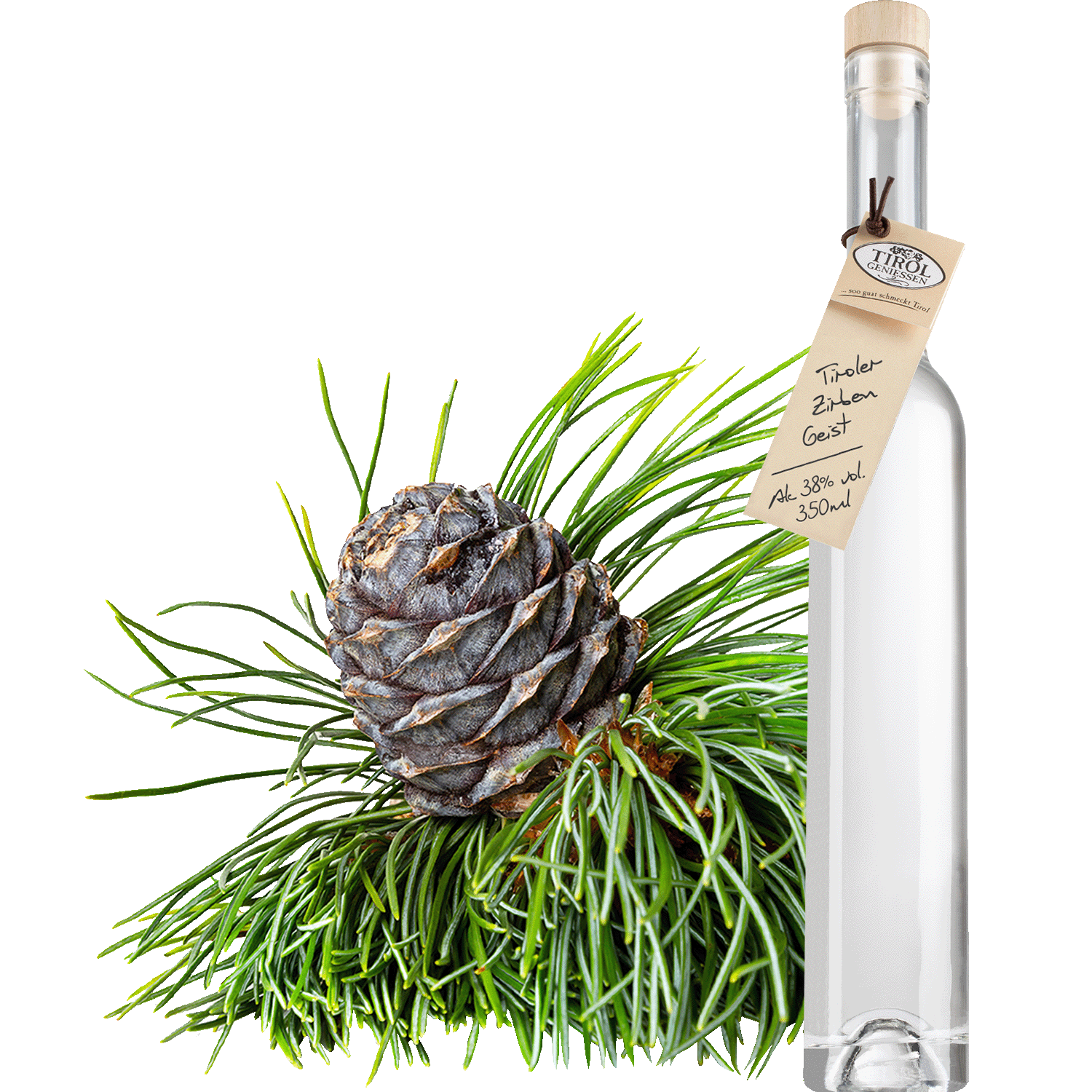 Zirben Geist in Geschenkflasche aus Österreich von Tirol Geniessen