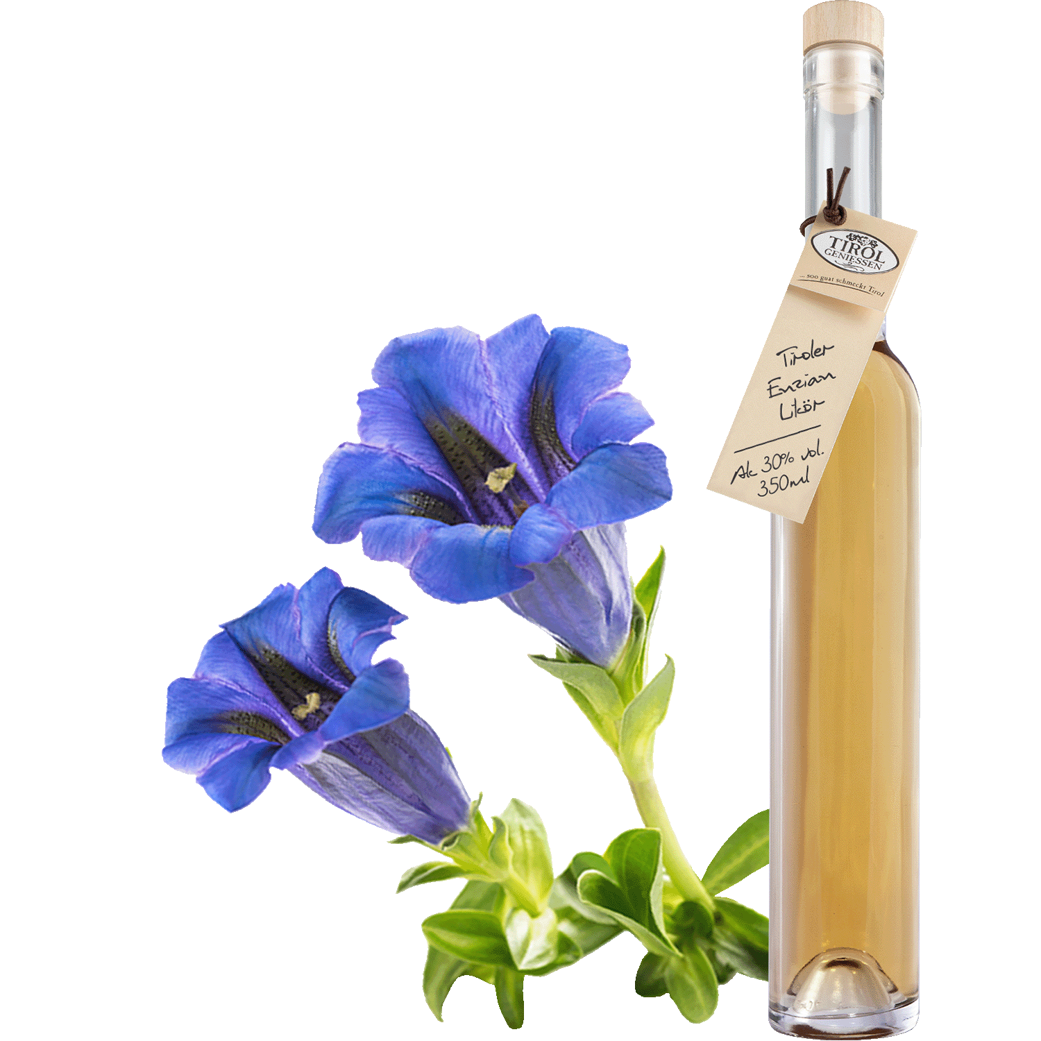 Enzian Likör in Geschenkflasche aus Österreich von Tirol Geniessen