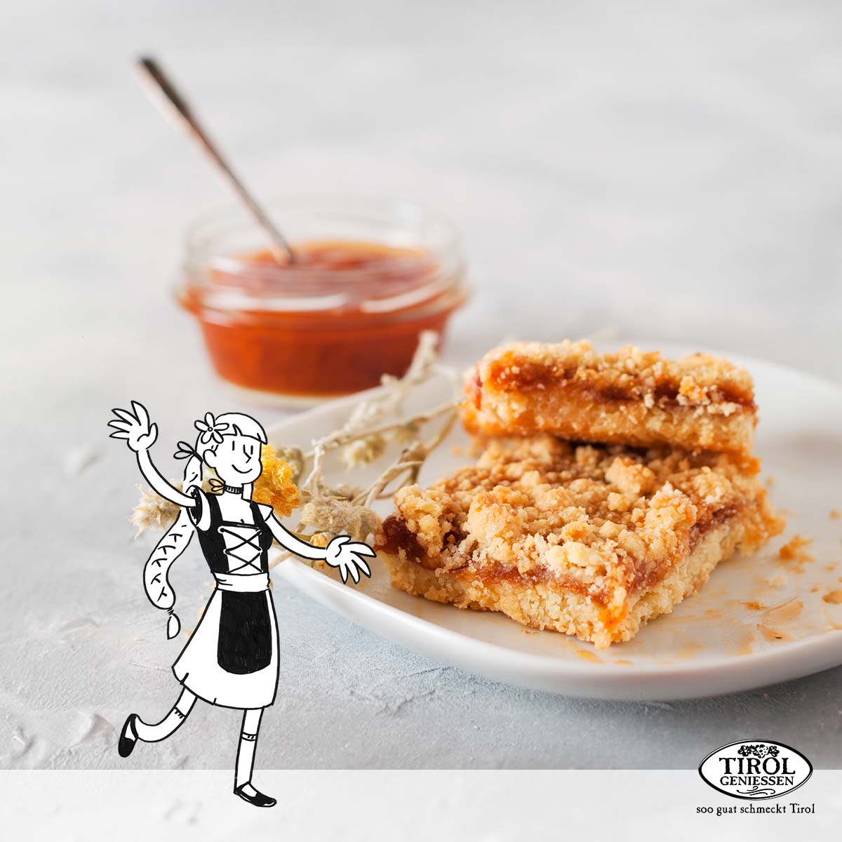 Marillen Streuselkuchen mit Schuss