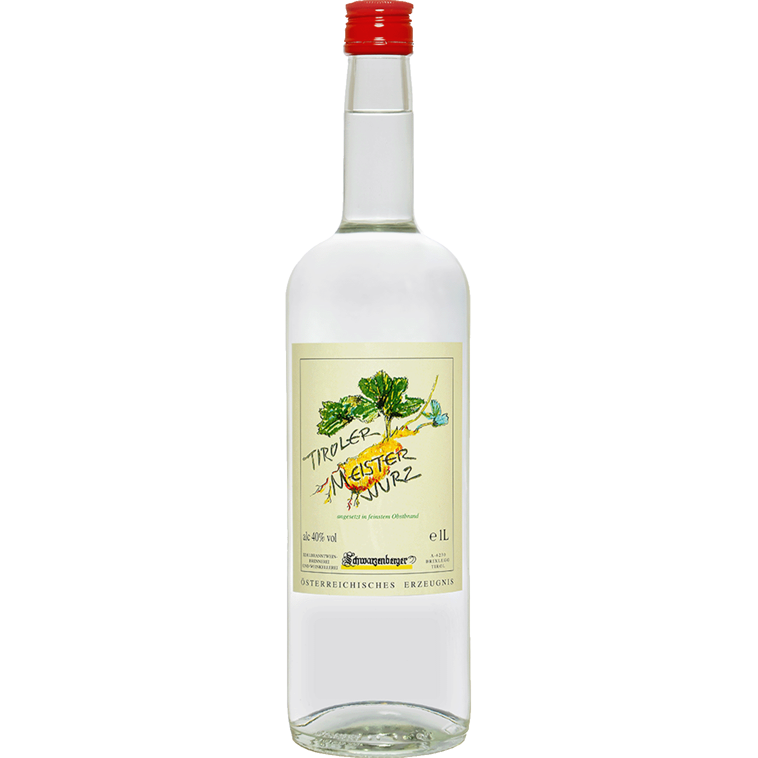 Tyrolean Masterwort Spirit in 1l bottle by Edelbrennerei Schwarzenberger