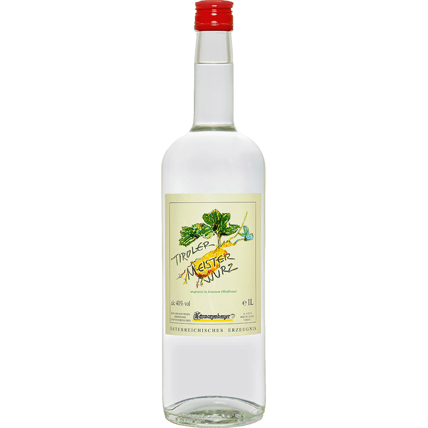 Tiroler Meisterwurz in 1l Flasche der Edelbrennerei Schwarzenberger