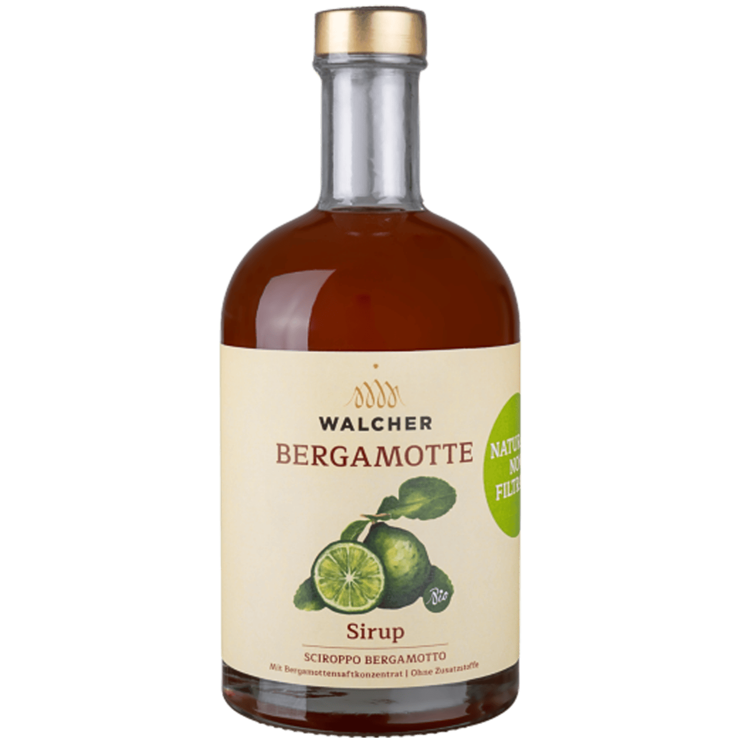 Flasche Walcher Bio Bergamotte Sirup alkoholfrei 500ml